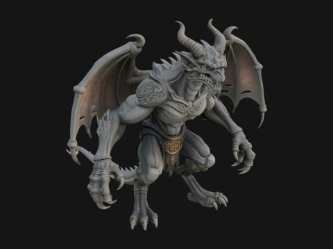 Winged Dragon Demon Statue Design 32 - 3D Print Model 3D Druckmodell
