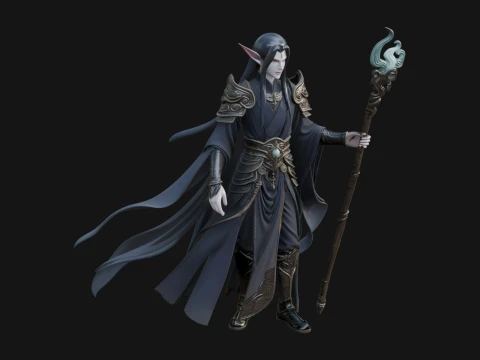 Elven High Mage Statue Design 22 - 3D Print Model 3D Druckmodell