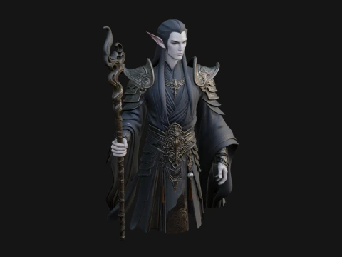 Elven High Mage Statue Design 23 - 3D Print Model 3D Druckmodell