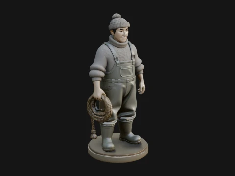 Fisherman Man Statue Design 6 - 3D Print Model 3D Druckmodell