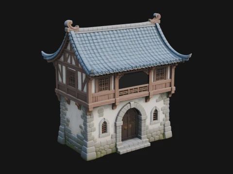 Oriental Wooden House Design 2 - 3D Print Model 3D Druckmodell