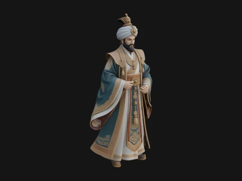 Turbaned Sultan Statue Design 8 - 3D Print Model 3D Druckmodell
