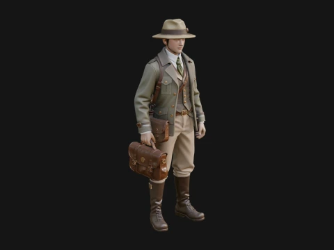 Detective Man Statue Design 8 - 3D Print Model 3D Druckmodell