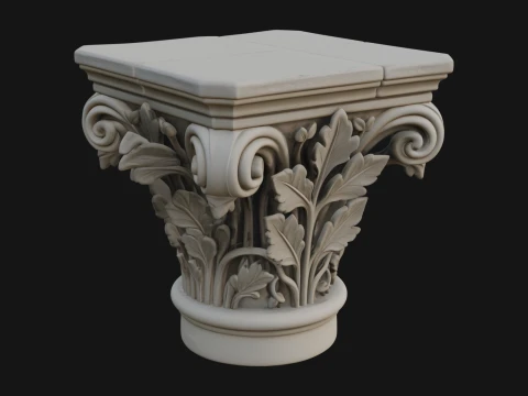 Carved Column Capital Design 31 - 3D Print Model 3D Druckmodell