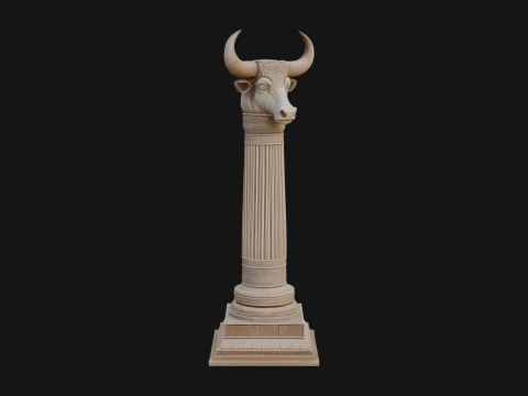 Jackal Head Stone Column Design 1 - 3D Print Model 3D Druckmodell