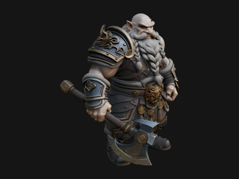 Dwarf Warrior Statue Design 4 - 3D Print Model 3D Druckmodell