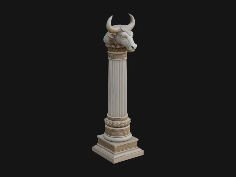 Bull Head Column Design 2 - 3D Print Model 3D Druckmodell