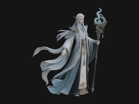 Elven High Mage Statue Design 24 - 3D Print Model 3D Druckmodell