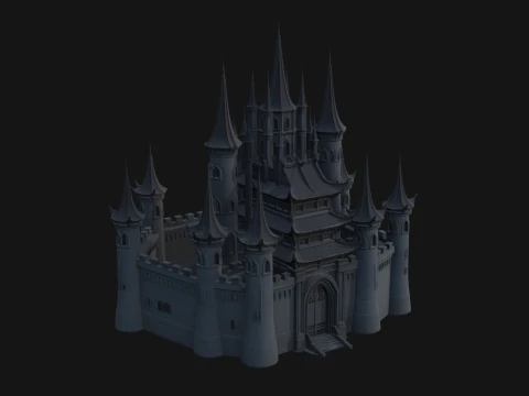 Dark Gothic Castle Design 1 - 3D Print Model 3D Druckmodell
