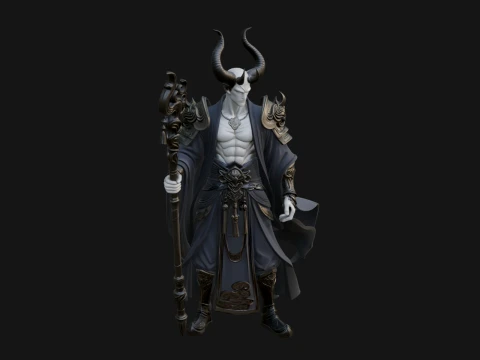 Horned Demon Mage Statue Design 2 - 3D Print Model 3D Druckmodell