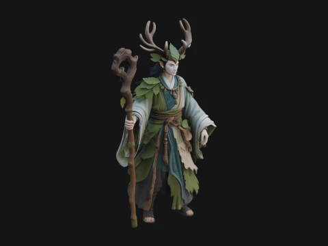 Elven High Mage Statue Design 25 - 3D Print Model 3D Druckmodell