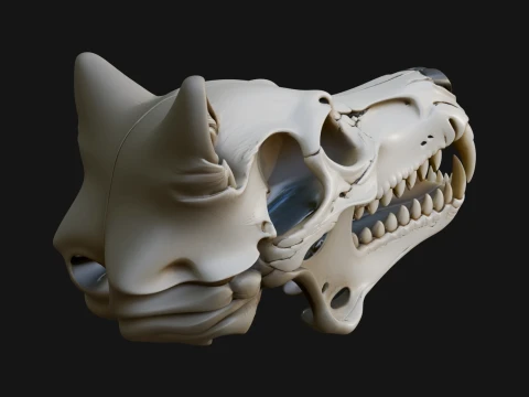 Carved Beast Skull Statue Design 4 - 3D Print Model 3D Druckmodell