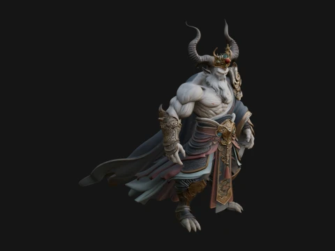 Horned Demon Mage Statue Design 5 - 3D Print Model 3D Druckmodell
