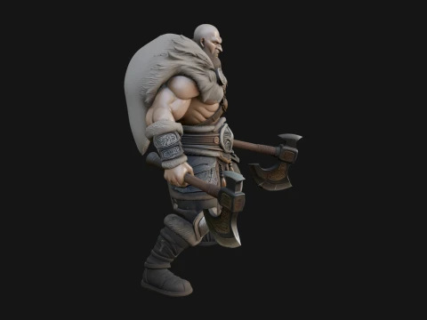 Barbarian Warlord Statue Design 15 - 3D Print Model 3D Druckmodell