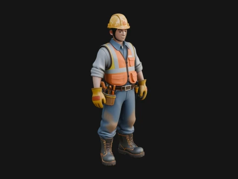 Construction Worker Statue Design 8 - 3D Print Model 3D Print Model