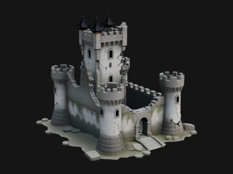 Stone Fortress Castle Design 12 - 3D Print Model 3Dプリントモデル