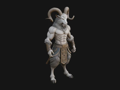 Beastman with Goat Head Statue Design 14 - 3D Print Model 3D 프린트 모델