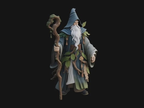 Robed Wizard Statue Design 13 - 3D Print Model Modèles 3D en vedette