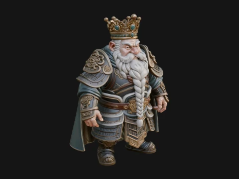 Crowned Dwarf King Statue Design 4 - 3D Print Model Modèles 3D en vedette