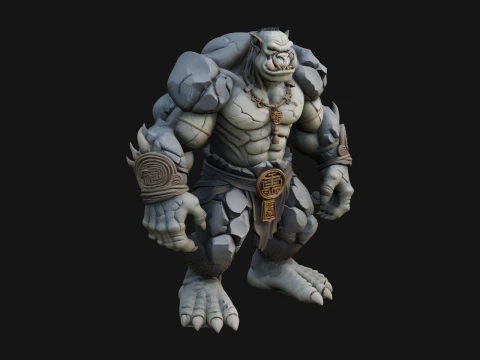 Stone Rock Golem Statue Design 12 - 3D Print Model Modèles 3D en vedette