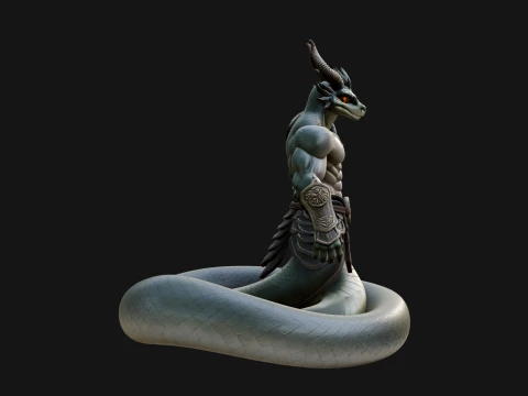 Serpent Bodied Naga Statue Design 4 - 3D Print Model 3D Print Model