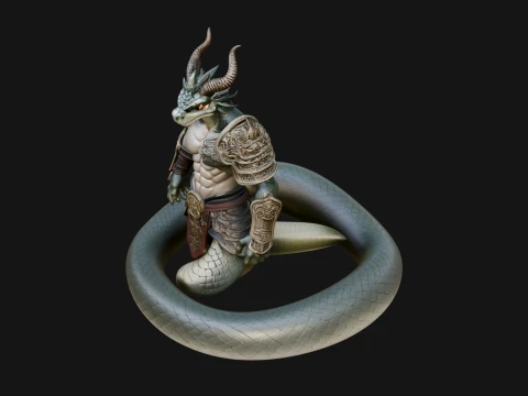 Serpent Bodied Naga Statue Design 4 - 3D Print Model 3D Print Model