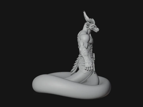 Serpent Bodied Naga Statue Design 4 - 3D Print Model 3D Print Model