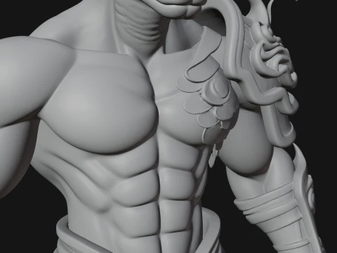 Serpent Bodied Naga Statue Design 4 - 3D Print Model 3D Print Model