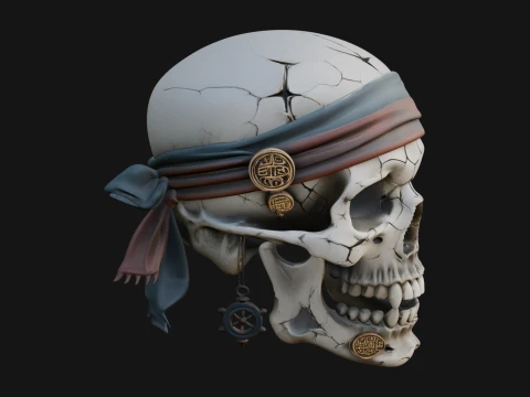 Piratensch&auml;del mit Bandana-Statue Design 4 &ndash; 3D-Druckmodell 3D Druckmodell