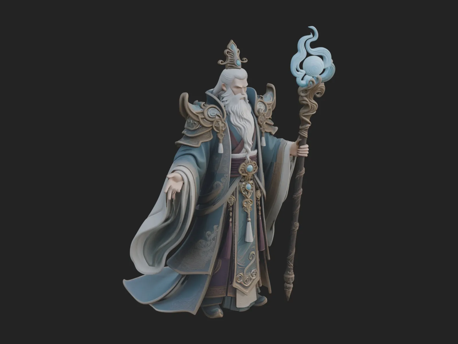 Elven High Mage Statue Design 27 - 3D Print Model 3D Print Model .c4d .max .obj .3ds .fbx .stl .blend 