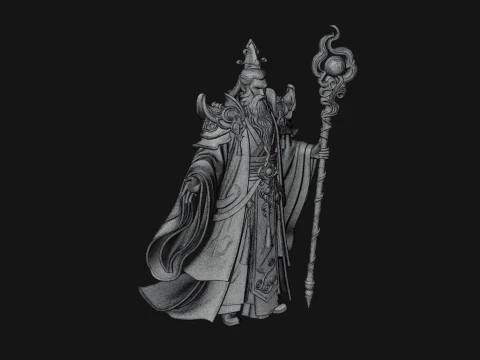 Elven High Mage Statue Design 27 - 3D Print Model 3D Print Model