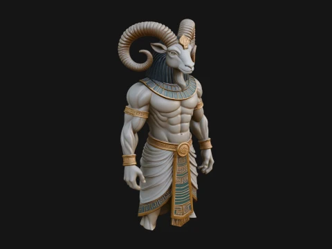 Ram Headed Egyptian God Statue Design 1 - 3D Print Model 3D Print Model