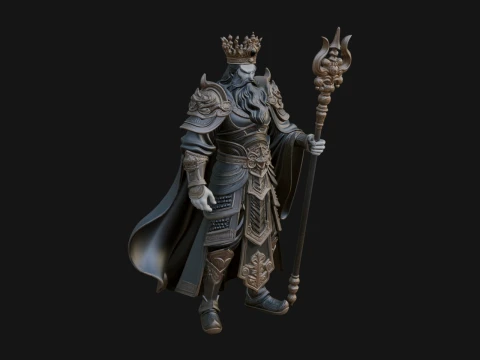 Projeto 24 da est&aacute;tua do rei barbudo coroado - modelo de impress&atilde;o 3D Modelo de Impressão 3D