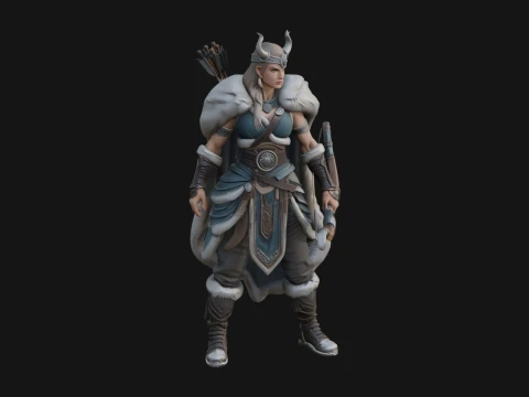 Valkyrie with Spear Statue Design 5 - 3D Print Model 3D Print Model