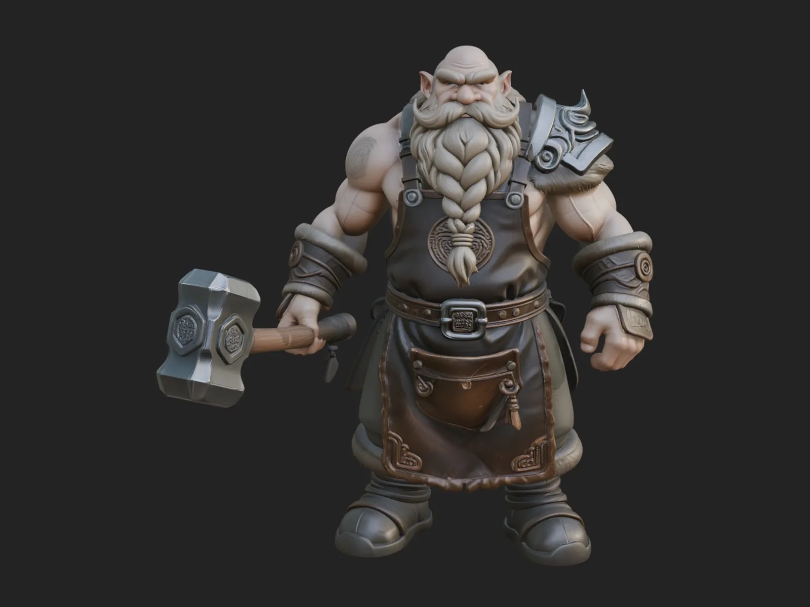 Dwarf Blacksmith Statue Design 5 - 3D Print Model 3D Print Model .c4d .max .obj .3ds .fbx .stl .blend