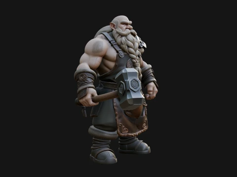 Dwarf Blacksmith Statue Design 5 - 3D Print Model 3D Print Model