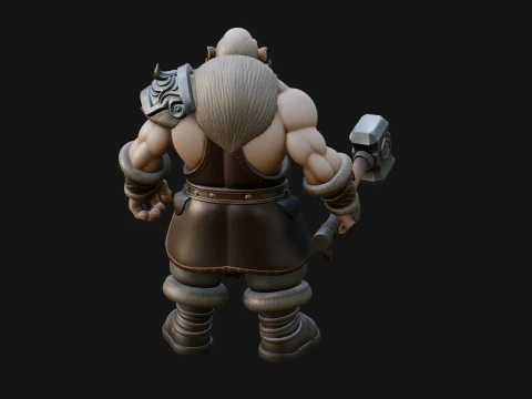 Dwarf Blacksmith Statue Design 5 - 3D Print Model 3D Print Model