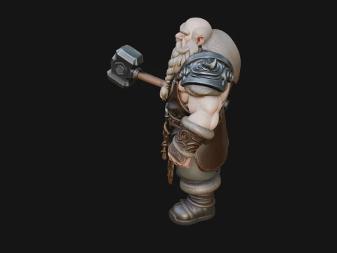 Dwarf Blacksmith Statue Design 5 - 3D Print Model 3D Print Model