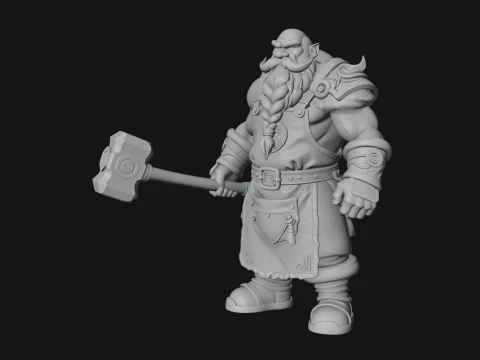 Dwarf Blacksmith Statue Design 5 - 3D Print Model 3D Print Model