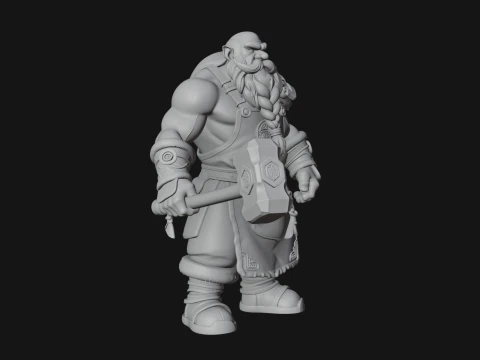 Dwarf Blacksmith Statue Design 5 - 3D Print Model 3D Print Model