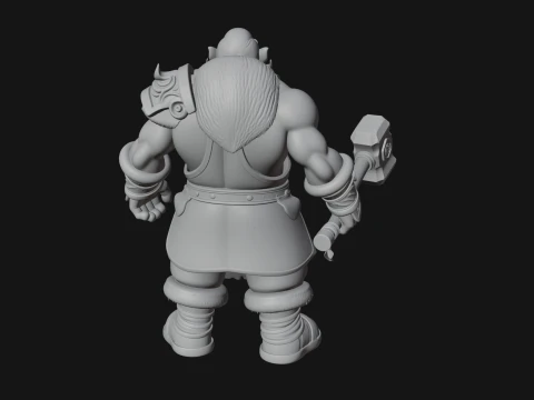 Dwarf Blacksmith Statue Design 5 - 3D Print Model 3D Print Model