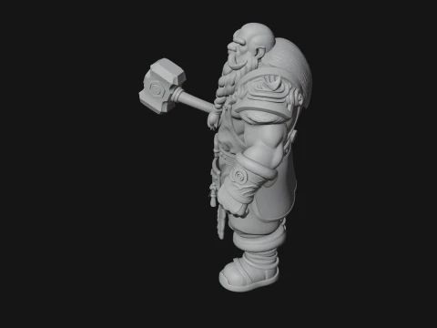 Dwarf Blacksmith Statue Design 5 - 3D Print Model 3D Print Model