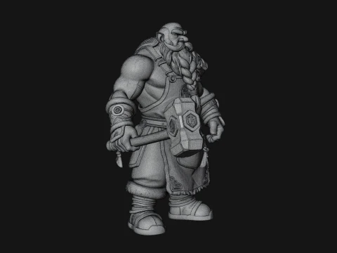 Dwarf Blacksmith Statue Design 5 - 3D Print Model 3D Print Model