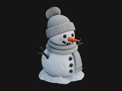 ニット帽雪だるま像デザイン 2 - 3D プリントモデル 3Dプリントモデル