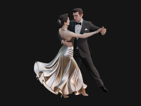Ballroom Dancing Couple Statue Design 1 - 3D Print Model 3D Print Model
