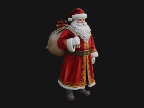 Statue du P&egrave;re No&euml;l avec sac cadeau Design 5 - Mod&egrave;le d'impression 3D Modèles 3D en vedette