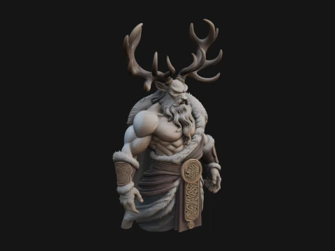 Antlered Forest God Statue Design 1 - 3D Print Model 3D Print Model