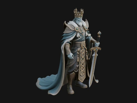 Crowned Knight King Statue Design 5 - 3D Print Model 3D Print Model