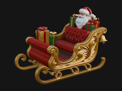 Santa Sleigh with Gifts Model Design 3 - 3D Print Model 3D Print Model