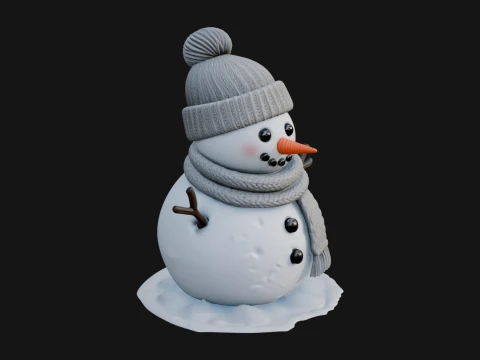 ニット帽雪だるま像デザイン 3 - 3D プリントモデル 3Dプリントモデル